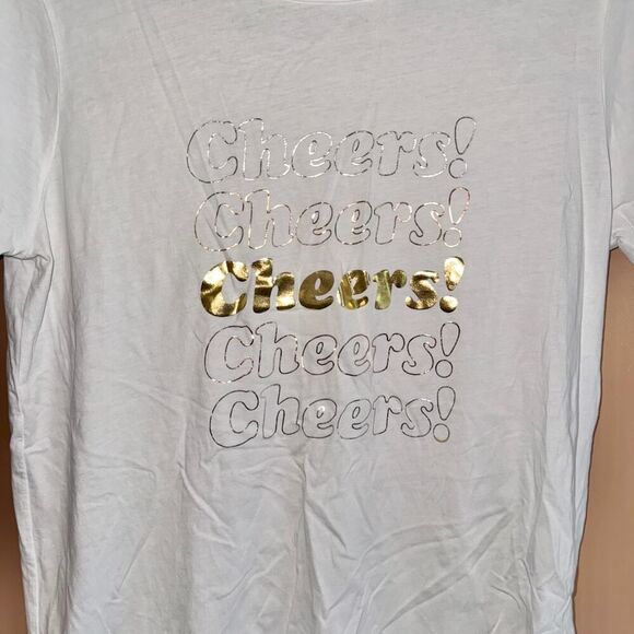 Kate Spade Women's Cheers White Gold Short Sleeve Tee T-Shirt Size Small - Picture 7 of 8